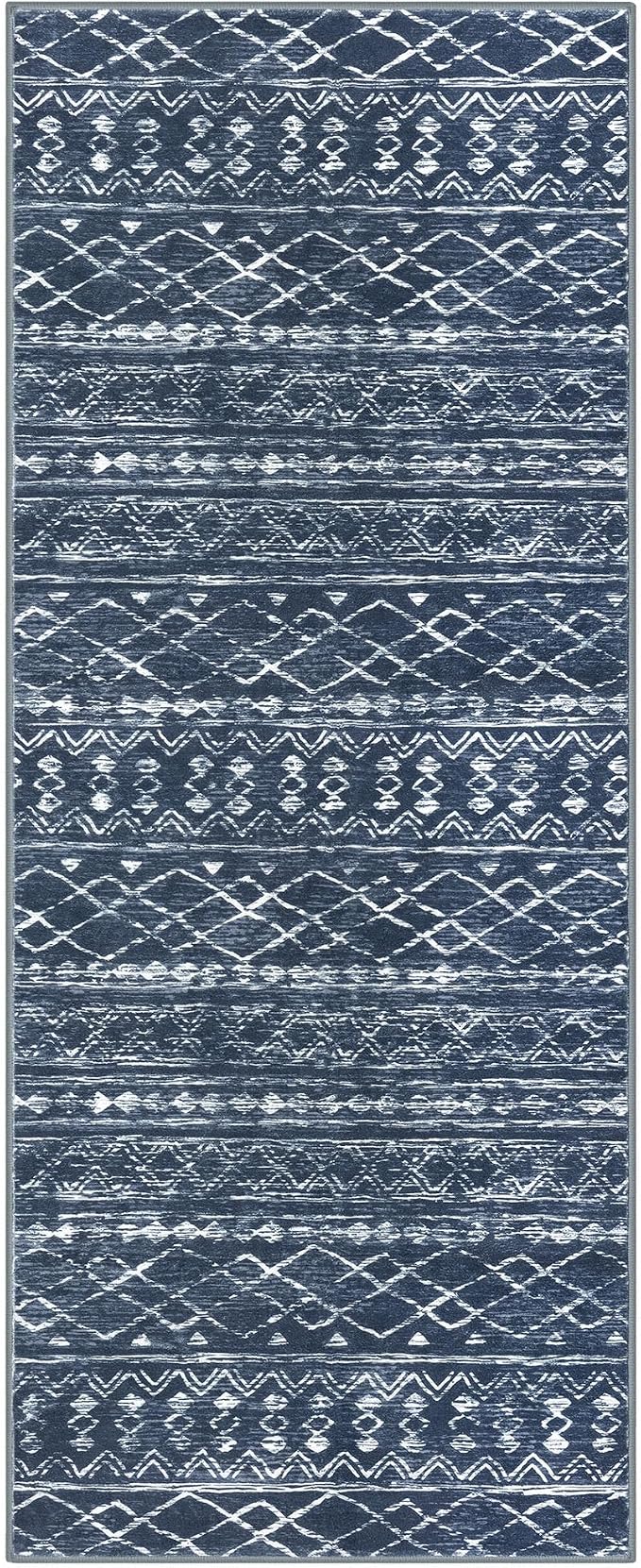 KUTA Moroccan Washable Hallway Runner Rug, 2x6 Non-Slip Vintage Navy Blue Boho - Image 9