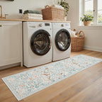 Runner Rug Washable Runners Kitchen Rugs Non Slip Neutral Floral Carpet Low Pile - Image 8