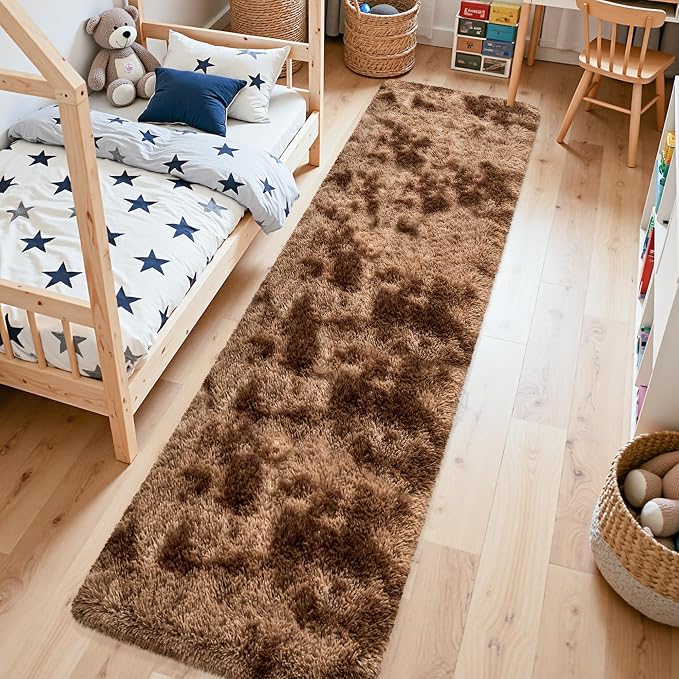 2x10 Feet Soft Fluffy Brown Long Runner Rug - Image 3