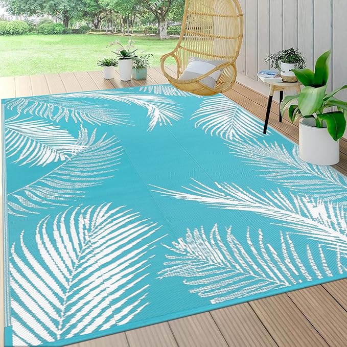 Pauwer Waterproof Outdoor Rug 5x8, Reversible Plastic Straw Patio Camping Rug by Pauwer
