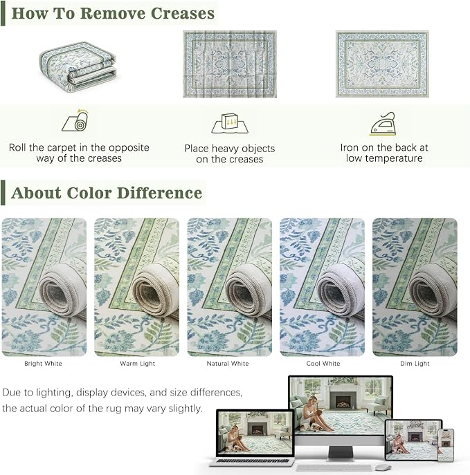 DCX Green 3x5 Rug, Kid & Pet Friendly - Image 4