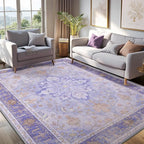 RELEANY Area Rugs 5'x7' Washable Non-Slip, Floral Vintage Distress Medallion - Image 3