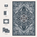 Rugflix 4x6 Area Rugs Machine Washable, Dark Navy Blue Carpet - Image 8