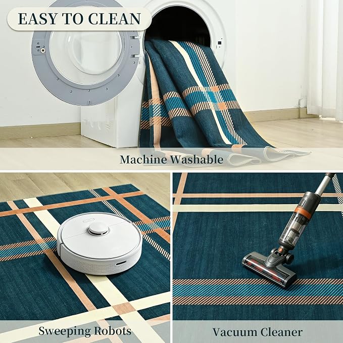 Terrug Plaid Runner Rugs for Kitchen, Soft Low Pile Stain Resistance Carpet for - Image 6