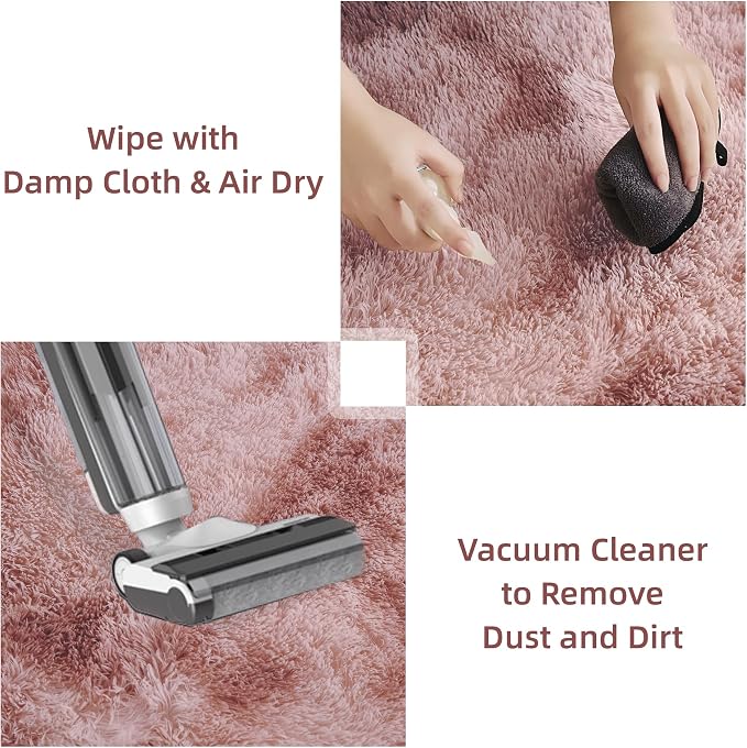 Litanika 9x12 Shag Area Rug for Living Room Bedroom, Tie-Dyed Dusty Pink High - Image 6