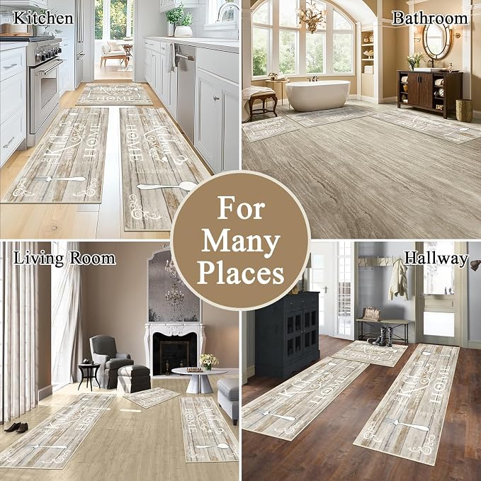 Vaukki Boho Kitchen Rug Sets 3 Pieces, Washable Kitchen Mats - Image 3