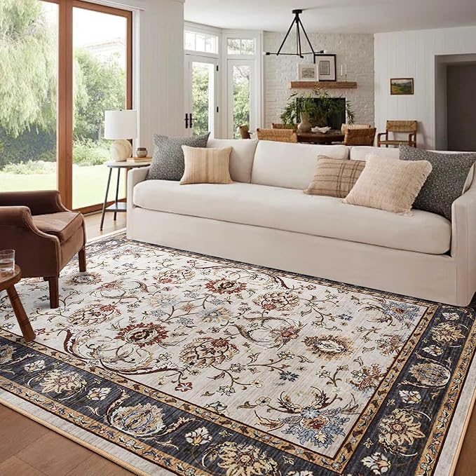 4x6 Ft Washable Area Rug for Bedroom, Non Slip Rugs for Living Room Ultra-Thin by Cuzwlovita