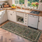 jinchan Zenith Floral Runner Rug 2x6 Washable Kitchen Runner Non-Slip Low-Pile - Image 5