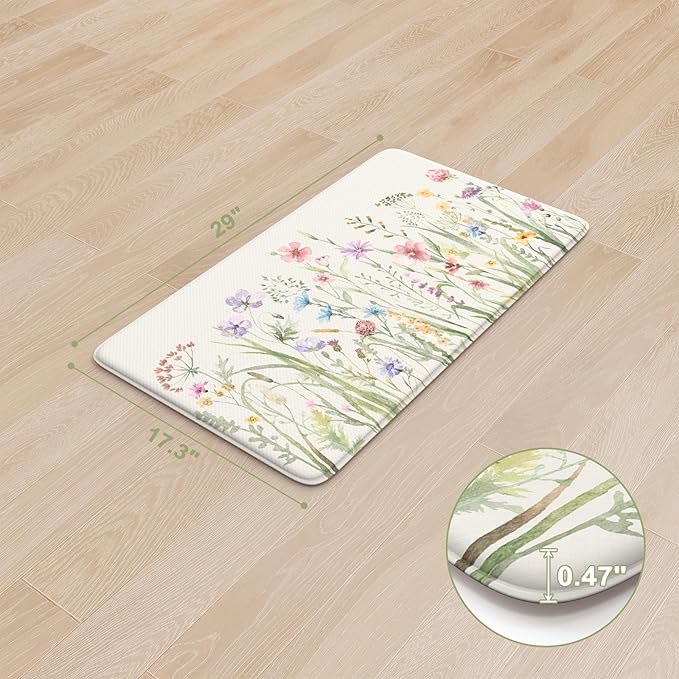 KIMODE Anti Fatigue Kitchen Mat 17.3"x29", Boho Floral Kitchen Floor Mats Non - Image 4