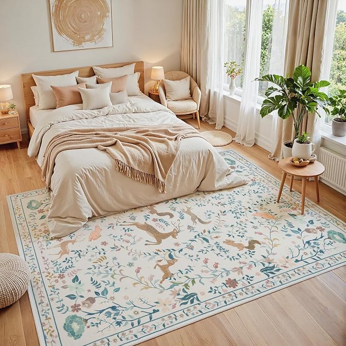 8x10 Area Rugs Washable Rug: Large Boho Living Room Rug Soft Non-Slip Low Pile - Image 2