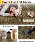 RELEANY Area Rugs 4'x6' Washable Non-Slip, Floral Vintage Distress Medallion - Image 5
