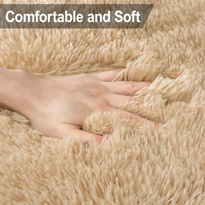 2x6 ft Beige Runner Rugs for Bedroom Living Room, Soft Plush Fluffy Throw Rug - Image 5