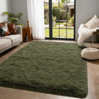 Andecor Shag Area Rug for Living Room, 3x5 Feet Olive Green Soft Fluffy Indoor - Image 2