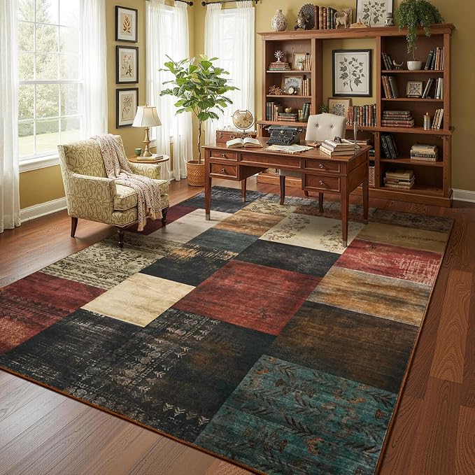 DweIke Washable Area Rugs 5x7 for Living Room, Modern Geometric Colorful Soft - Image 6