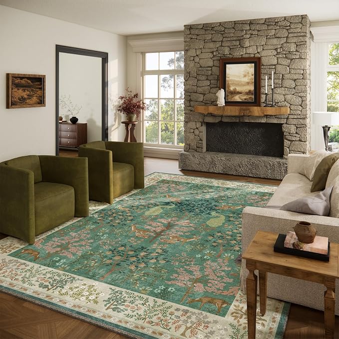 Washable Area Rugs for Living Room: 8x10 Bedroom Rug Vintage Area Rug Stain by palohom