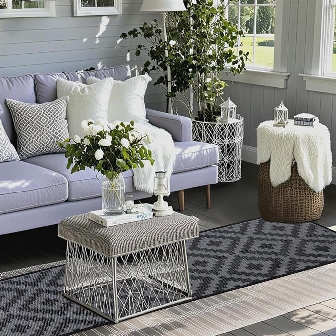SAND MINE Waterproof Outdoor Rug, Plastic Reversible Rug, Modern Area Rug - Image 6