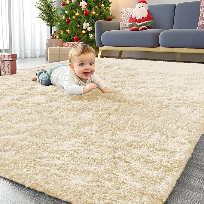 OLANLY Area Rugs for Living Room Bedroom, Machine Washable 4x5.9 ft Soft Fluffy by OLANLY