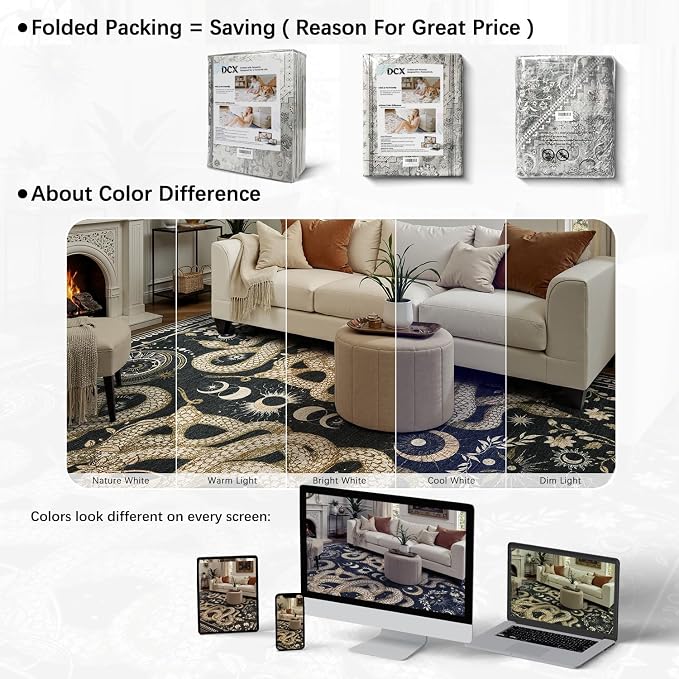 DCX Washable 6x9 Snake Rug, Soft Low Pile Carpet, Kid & Pet Friendly - Image 8