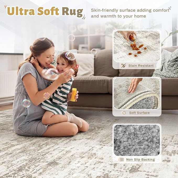XLUEZ 9x12 Area Rug for Living Room, Washable Modern Abstract Large Area Rug - Image 4