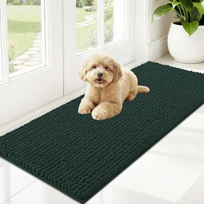 OLANLY Dog Door Mat for Muddy Paws 47x20, Ultra Absorbent Chenille Mud Doormat by OLANLY