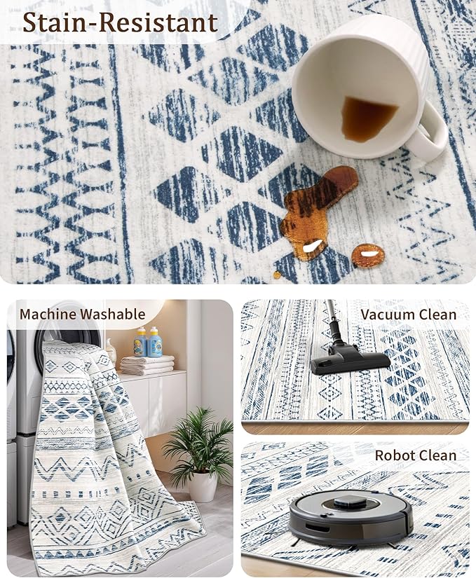 Miukiki 6x9 Area Rug for Living Room Moroccan Washable Rugs Non Slip Indoor - Image 4