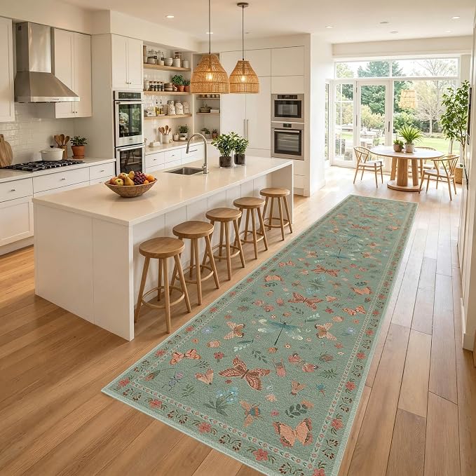 Rugxara 2x10 Floral Runner Rug, Washable Runners - Image 2