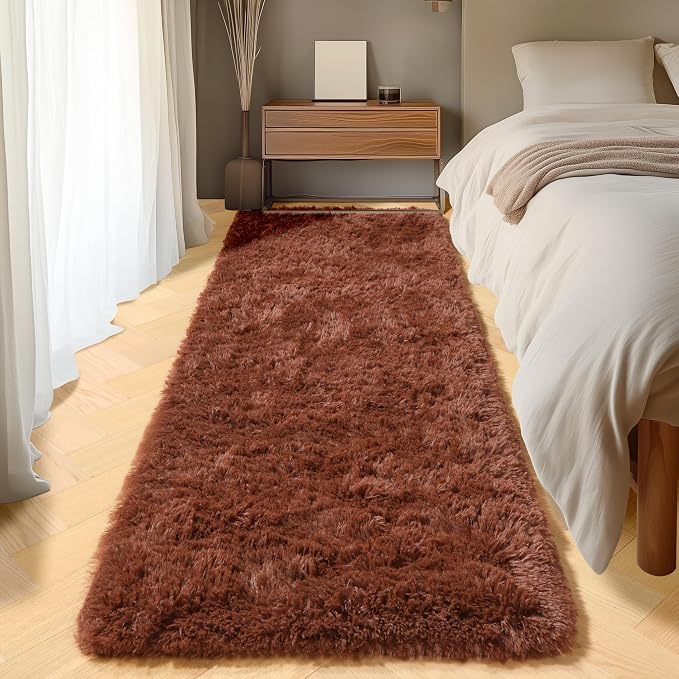 ONASAR Brown Runner Rugs for Bedroom Living Room, Fluffy 2x6 Bedside Hallway - Image 8