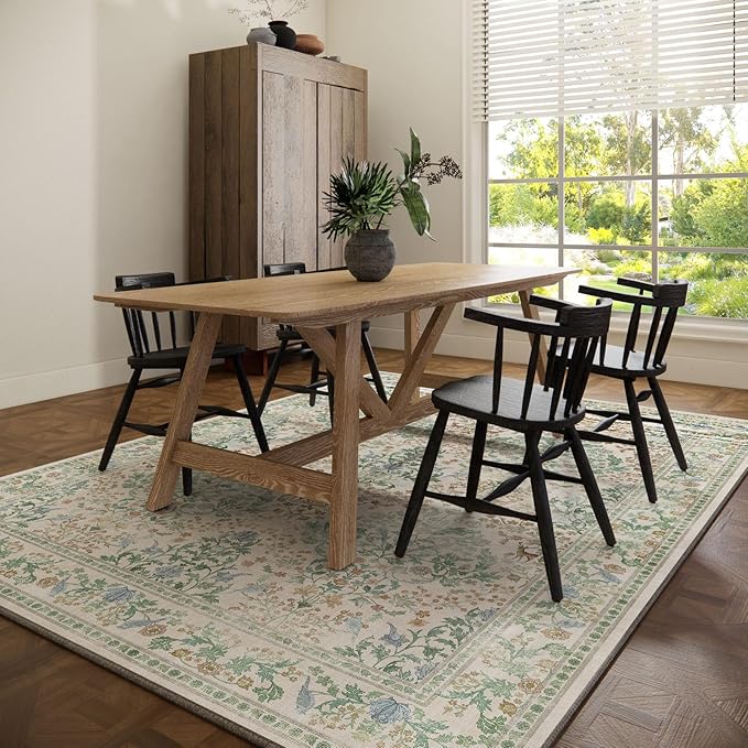 9x12 Area Rugs for Living Room: Washable Bedroom Rug Vintage Area Rug Stain - Image 6