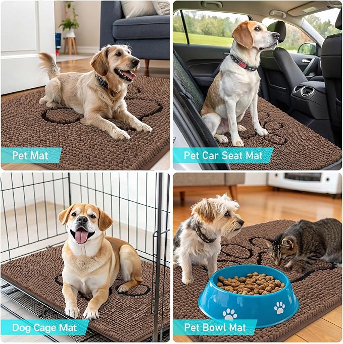 OLANLY Dog Door Mat for Muddy Paws 36x24, Paw Print Design, Absorbs Moisture - Image 7
