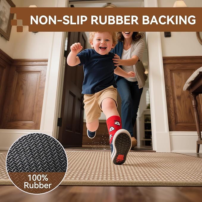 Front Door Mat 17''x30'', Absorbent Dirt Resist Washable Non Slip Low-Profile - Image 7