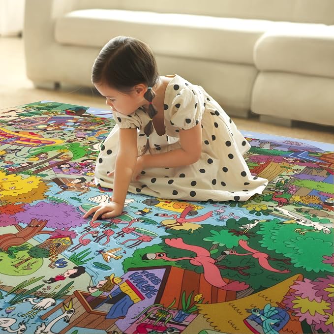 Whimsical Jungle Rug 6x9 for Kids Playroom – Cute Colorful Animal Safari Map - Image 3
