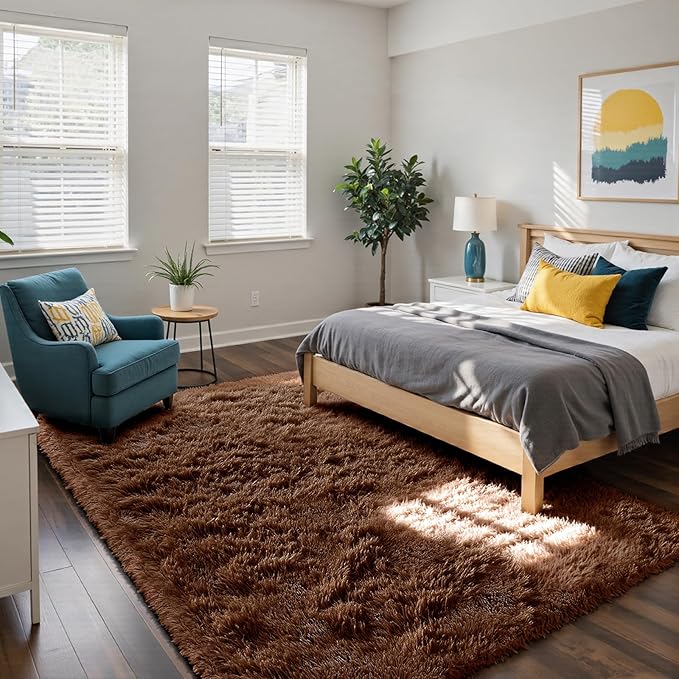 Fluffy Rug Shag Area Rug, Small Bedside Rug, Soft Fluffy Shag Entryway Throw - Image 3