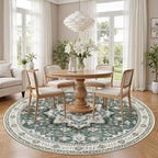 Round Area Rug for Living Room: 8 ft Washable Vintage Boho Soft Thin Circle Rug - Image 3