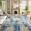 Living Room Rug 7x10 Ultramarine Area Rugs Machine Washable Abstract Boho Large by OmpaaHomeDecor