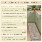 JTJ Washable Kitchen Rug Set of 3, Non-Slip Low Pile Mats in Calming Neutral - Image 5
