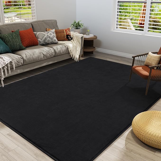 Amearea Large Modern Area Rugs for Bedroom Living Room, 6x9 Feet Black - Image 4
