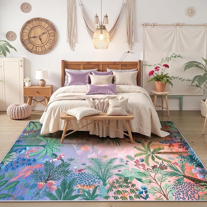 LIVEBOX Machine Washable Area Rugs 8x10 Lavender Girls Bedroom Rug, Soft - Image 2