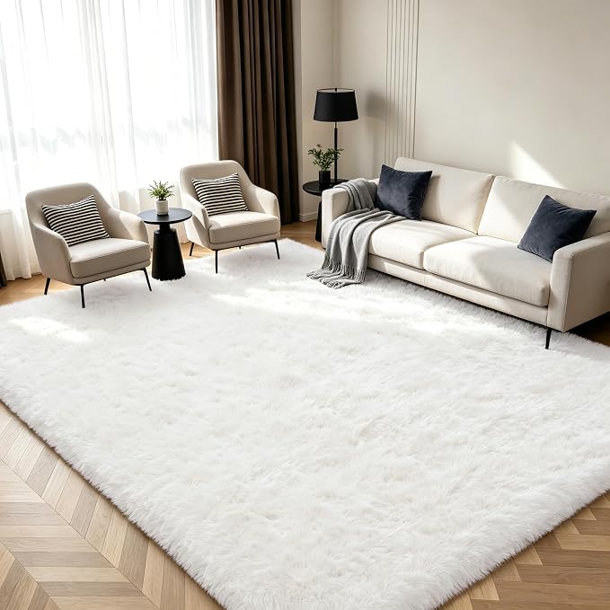 9X12 Large Area Rugs for Living Room Bedroom, Soft Fluffy Indoor Carpet Plush - Image 2