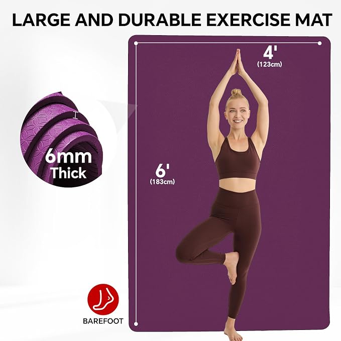 Stepwaver Extra Large Yoga Mat 6'x4', Ultra Durable, Wide Workout Mat, Wide - Image 2