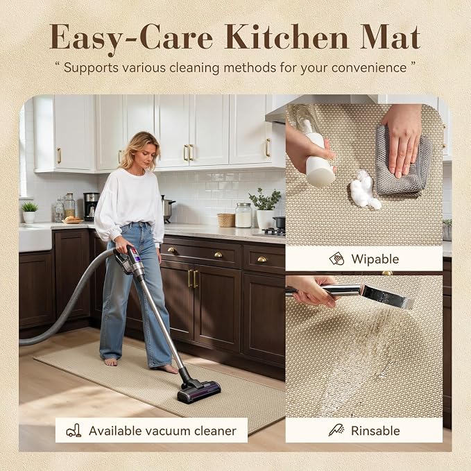MontVoo Kitchen Rugs Non Slip Washable, Absorbent Braided Kitchen Mats - Image 5
