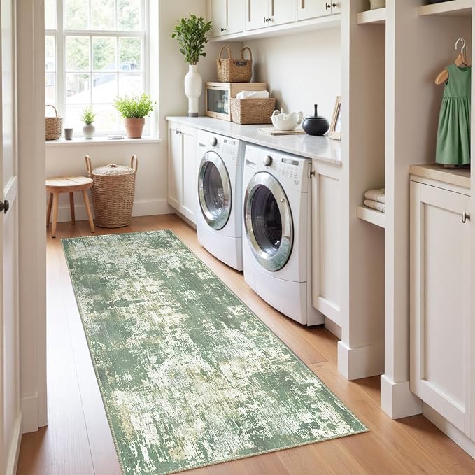 RELEANY Washable Area Rugs 2'x6' Non-Slip Modern Abstract Soft - Image 2