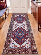 SERISSA Boho Washable Runner Rug, 2x6 Rug Runner Non-Slip Vintage Burgundy Navy - Image 5