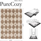 PureCozy Brown 4x6 Area Rug for Living Room Washable Non Slip Neutral Soft - Image 2