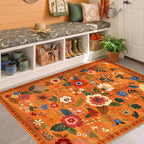 RELEANY Floral 3x5 Area Rugs Washable Print Boho Cute Carpet Non Slip Flower by RELEANY