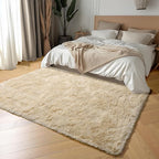Amdrebio Beige Area Rugs for Bedroom Kids Room, 5x7 Fluffy Plush Shag Furry - Image 3