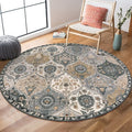 Lahome Moroccan Washable Round Rugs, Soft Vintage Round Rug 4ft, Distress by Lahome
