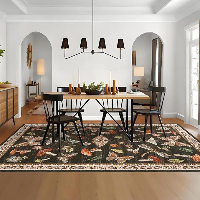 ROYHOME Mushroom Rug Black - Image 3