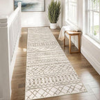 KUTA Moroccan Washable Runner Rug 2.6x8, Non-Slip Vintage Beige Boho Hallway - Image 3