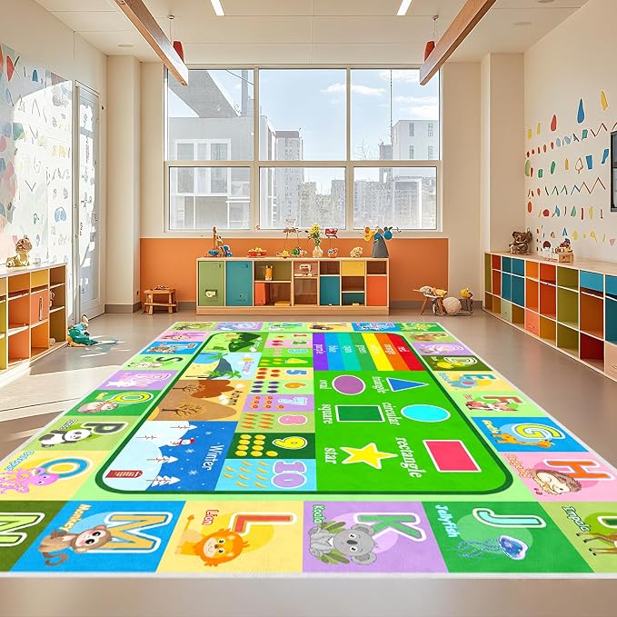 Kids Rugs for Playroom, 6x8 Ft Large Educational ABC Rug - Image 5