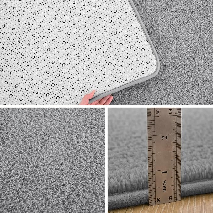 Pettop 6x9 ft Grey Area Rugs for Bedroom Living Room, Washable Memory Foam - Image 4